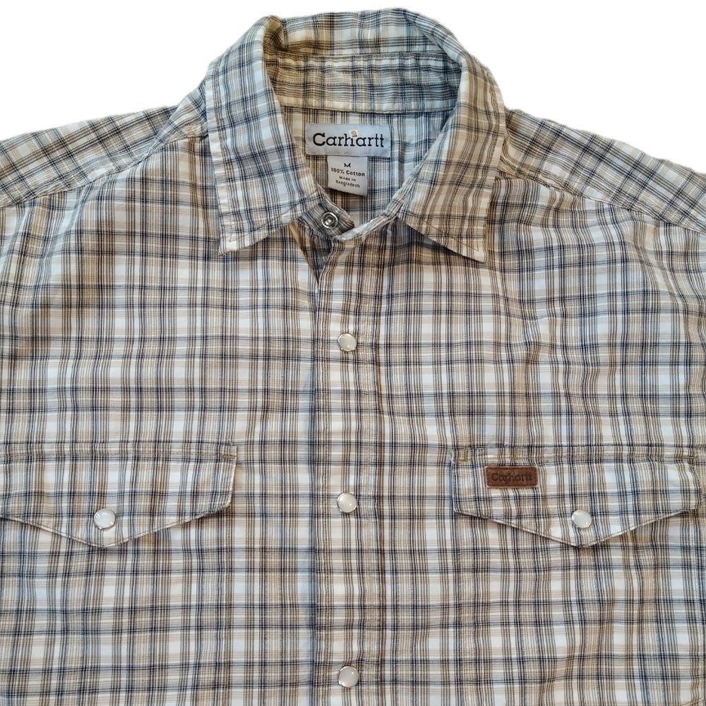 Carhartt Plaid Snap Button Short Sleeve Shirt Size Medium